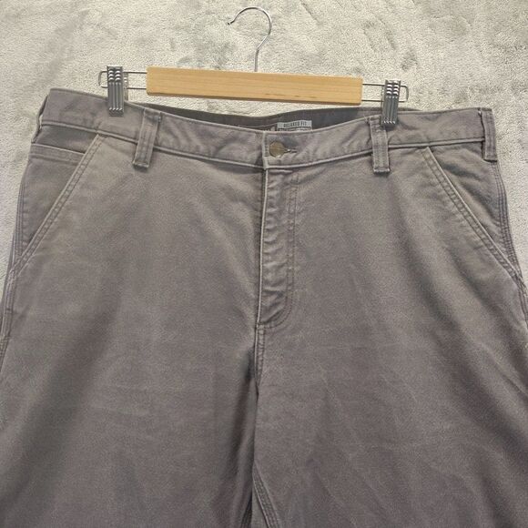 Carhartt Pants Men 40x30 Gray Relaxed Fit Rugged Flex Canvas Cargo Carpenter - Picture 9 of 12